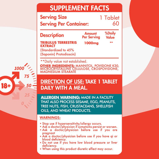 TRIBULUS 1000 MG - 60 DOSES - 60 TABLETS