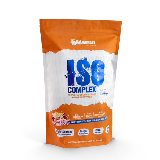 Max Muscle Iso Complex Triple Sourced Isolate Protein Powder Reda Ragab Signature Series-30Serv.-1080G.-Vanilla Raspberry