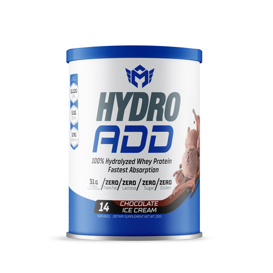Muscle Add Hydro Add 100%Hydrolyzed Whey Protein Fastest Absorption-14Serv.-252G.-Chocolate Ice Cream