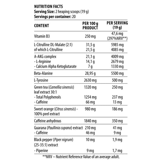 Dy Nutrition Blood&Guts The Mind&Body Pre-workout-20Serv.-380G.-Pear Kiwi