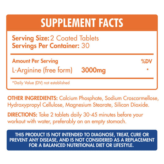 Max Muscle Arginine 3000-30Serv.-60Coated Tablets