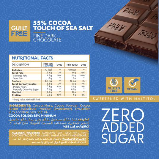 Organic Nation Guilt Free Chocolate Bar 100G-100G-Sea Salt Chocolate