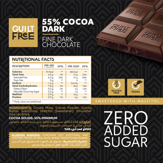 Organic Nation Guilt Free Chocolate Bar 100G-Dark Chocolate