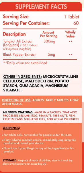 Organic Nation Tongkat Ali-60Serv.-60Tablets