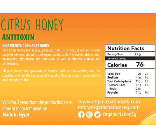 Organic Nation Citrus Honey 400g